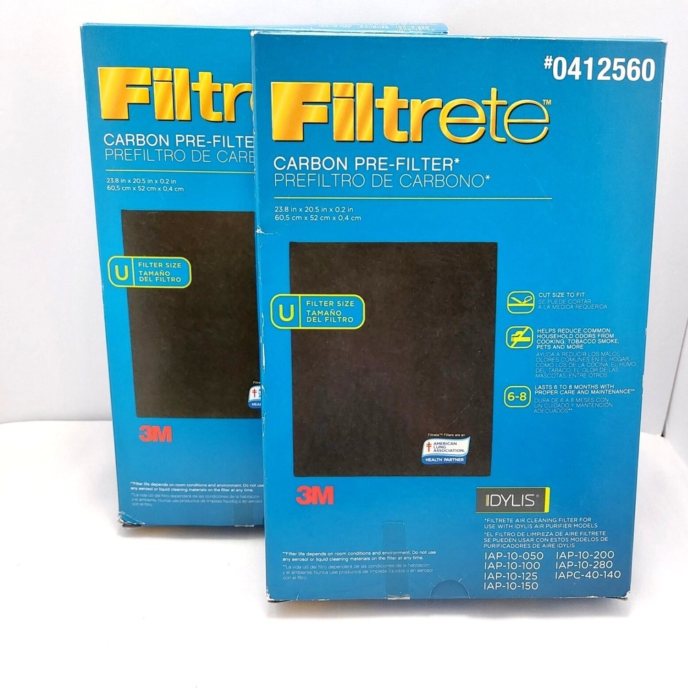 2- Filtrete Carbon Pre-Filter 0412560‎ for Idylis Air Purifiers Size U